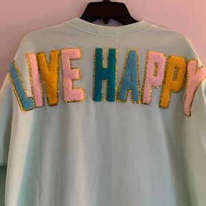Simply Southern Happy Face, ladies festive mint green long sleeve shirt